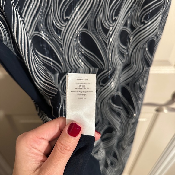 MICHAEL Michael Kors Patterned Metallic Sleeveless Maxi Dress, Navy & Cream, 10 - Picture 9 of 10